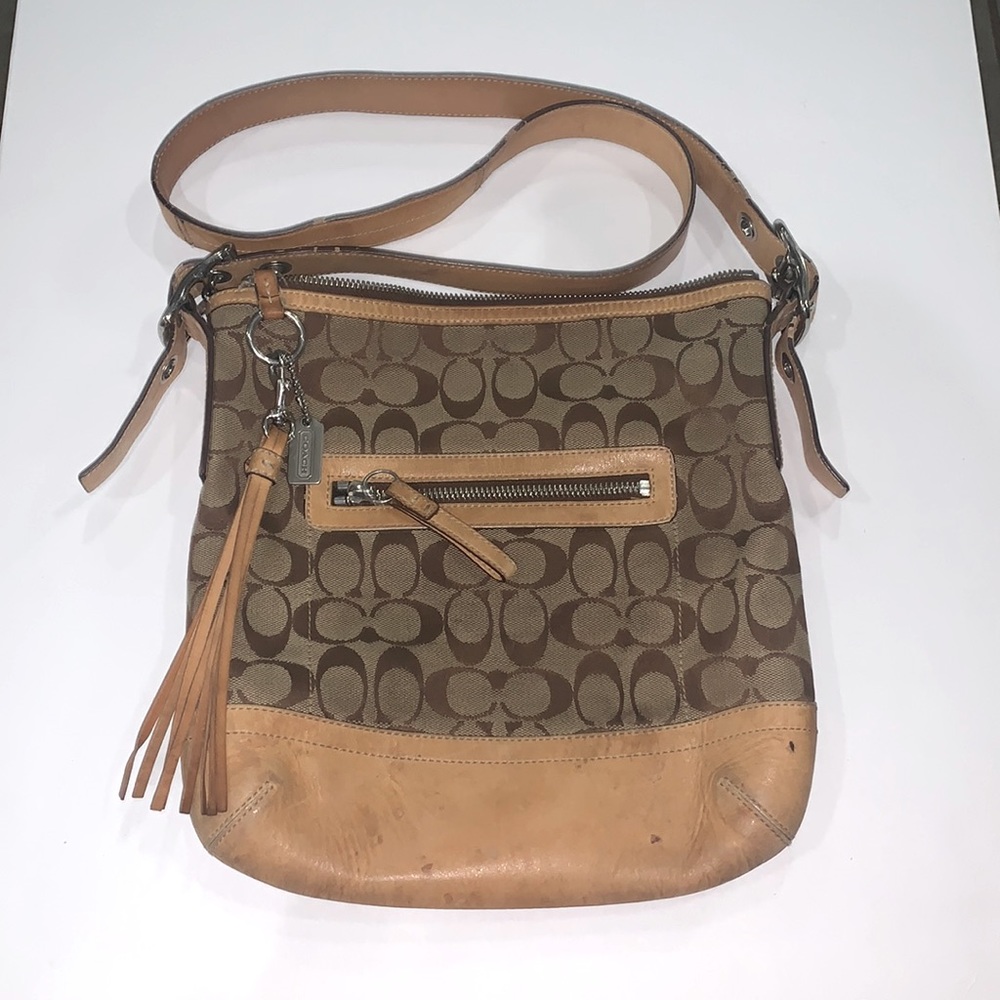 Coach bag with leather bottom. Genuine Coach bag